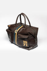 Sac de voyage en cuir Steve McQueen Dean 7 72h marron foncé